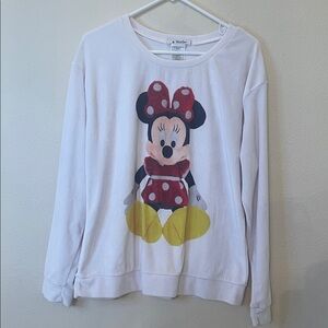 Disney Parks Minnie Mouse White Pullover with Red and Yellow Accents Size Large